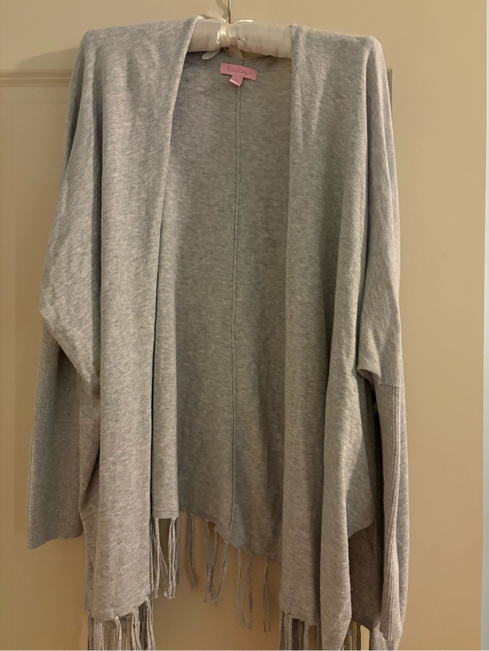 Lily Pulitzer Light Gray Open-Front Fringe Women’s cardigan